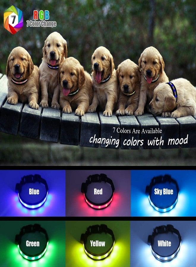 yacig Light Up Dog Collars,Safety LED Dog Collars USB Rechargeable 7 Changing Colors Glow in The Dark Dog Walking Light,Neon Adjustable Safety Buckle Lighted Dog Collar for Small/Medium/Large Dogs, XL Size - Image 2